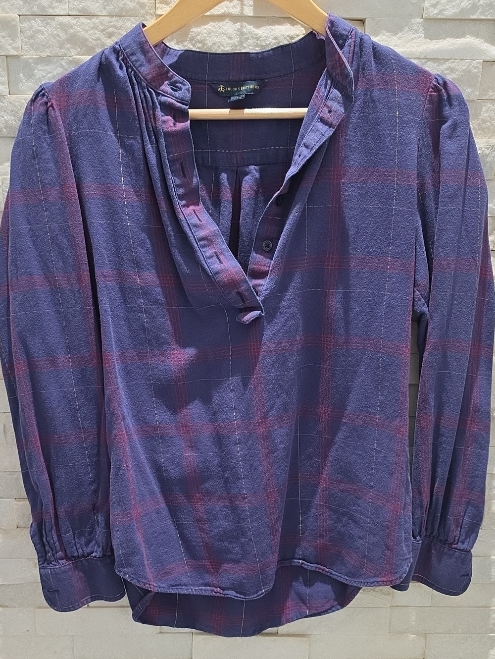 Brooks Brothers Purple Plaid Button-Front Tunic